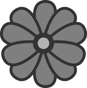 Stylized Gray Flower Graphic PNG