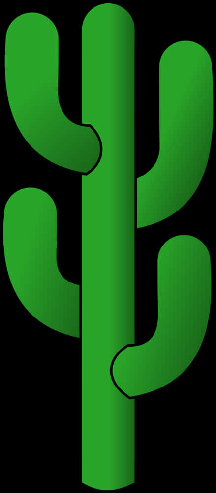 Stylized Green Cactus Vector PNG