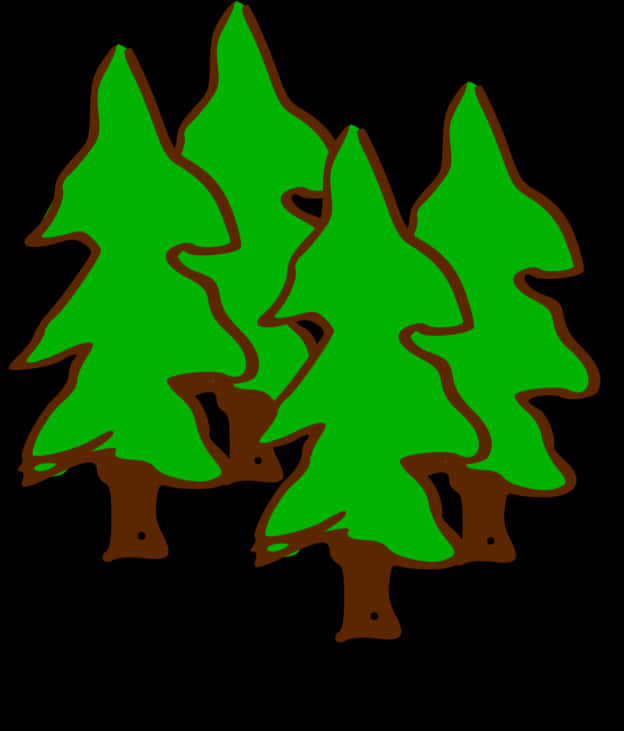 Stylized Green Pine Trees Illustration PNG