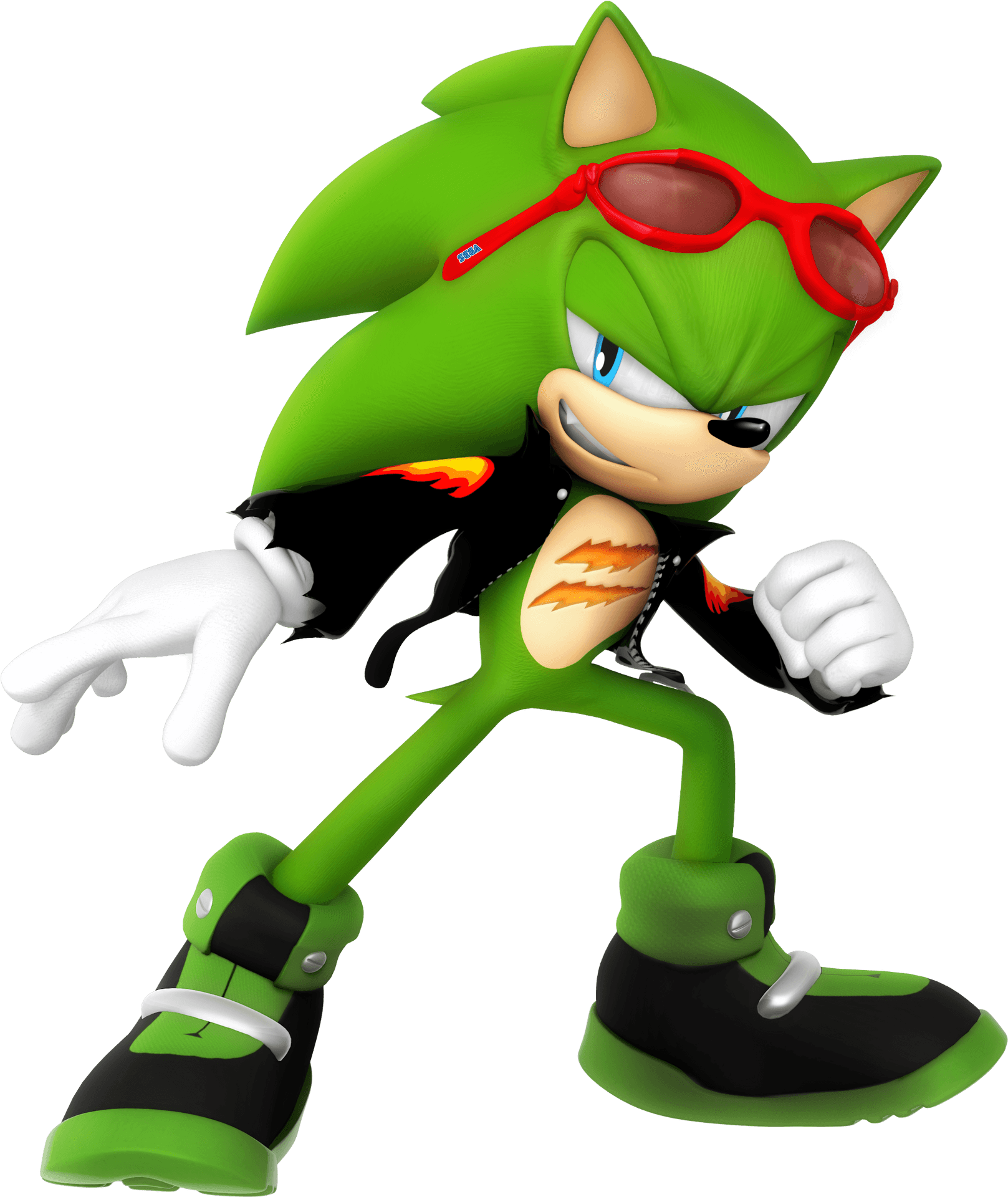 Stylized Green Sonic Character PNG