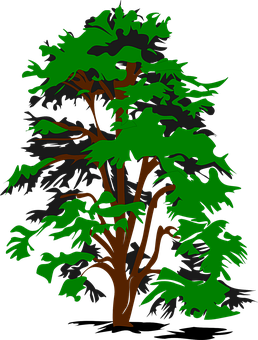 Stylized Green Tree Graphic PNG