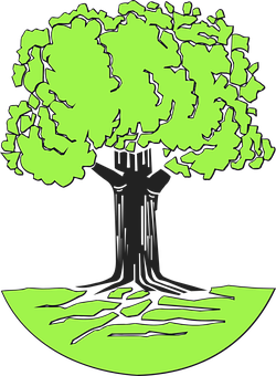 Stylized Green Tree Vector PNG