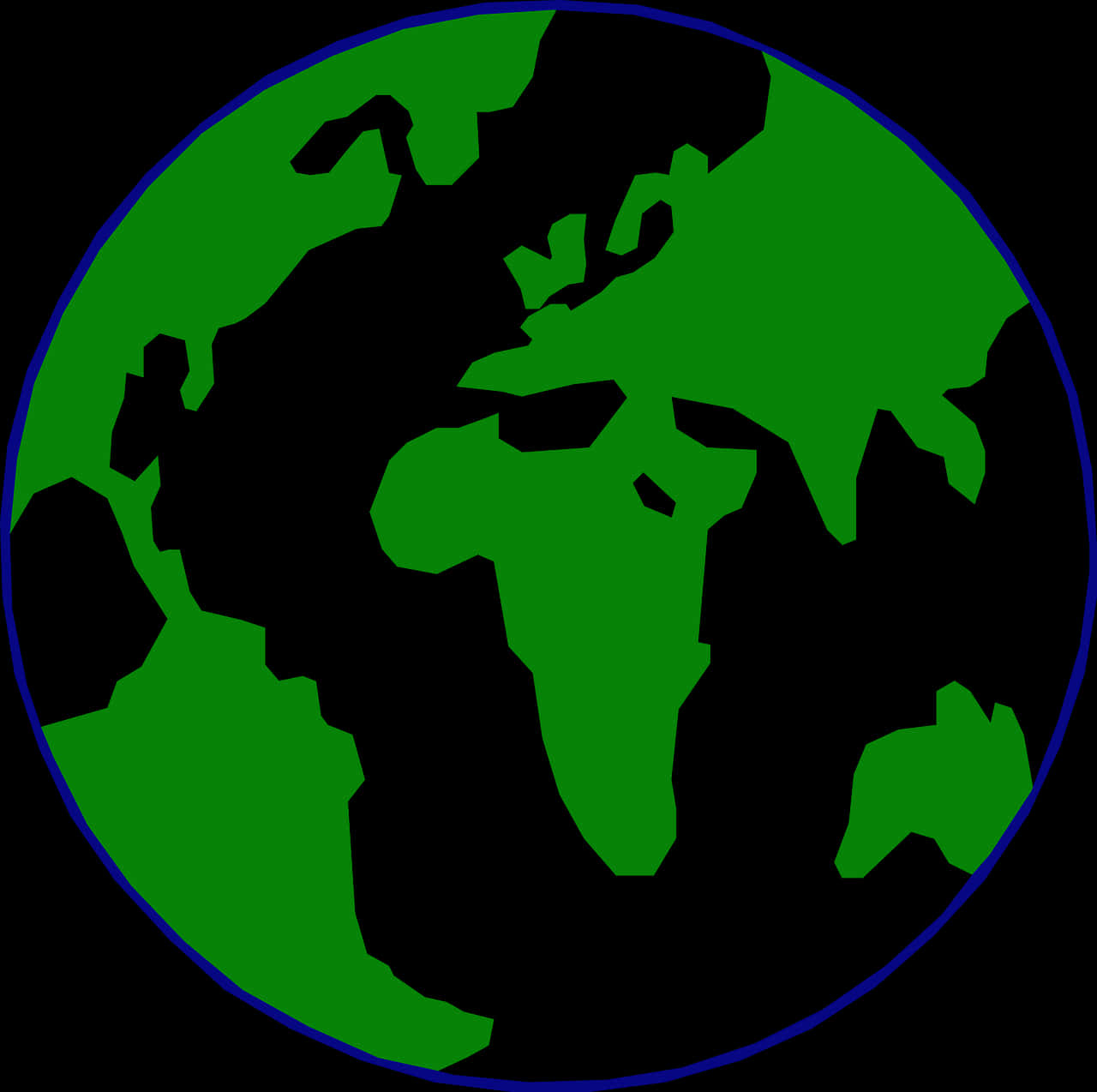 Stylized Green World Map PNG