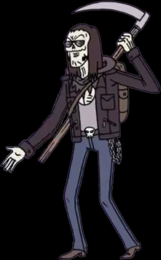 Stylized Grim Reaper Cartoon PNG