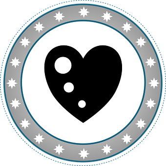 Stylized Heart Icon Circle Frame PNG