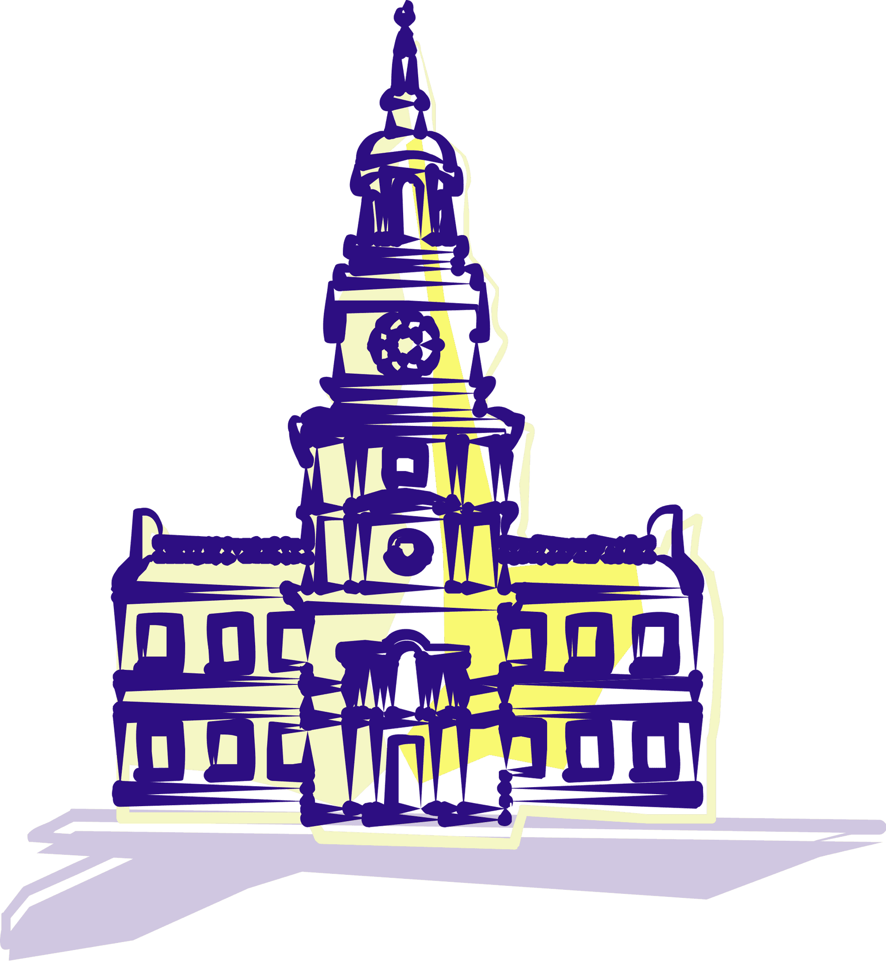 Stylized Historical Building Illustration PNG