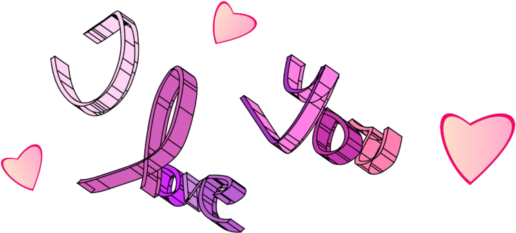 Stylized I Love You Text With Hearts PNG