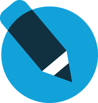 Stylized Icon Pencil Blue Background PNG