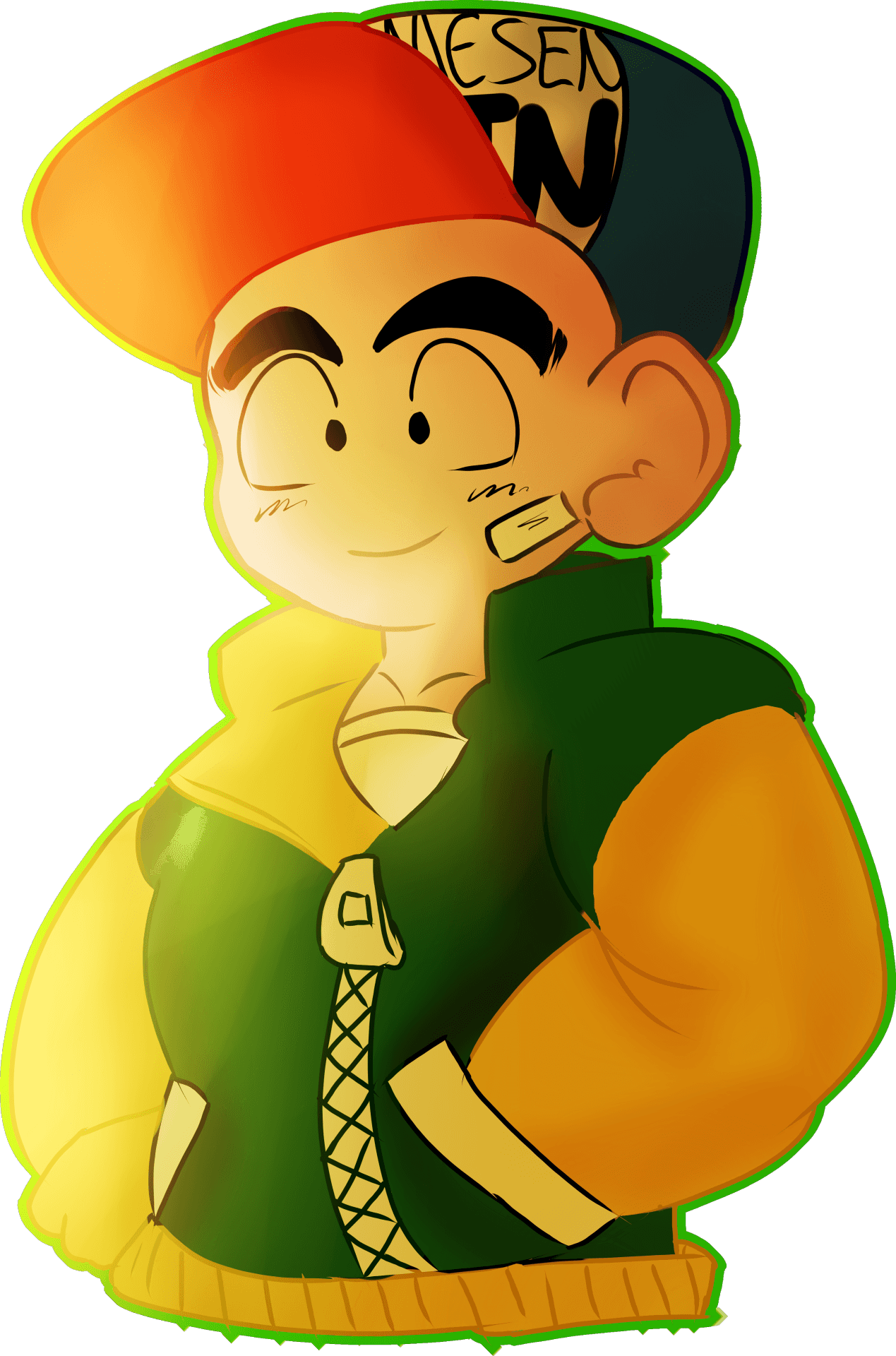 Stylized Krillin Artwork PNG