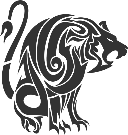 Stylized Lion Tattoo Design PNG