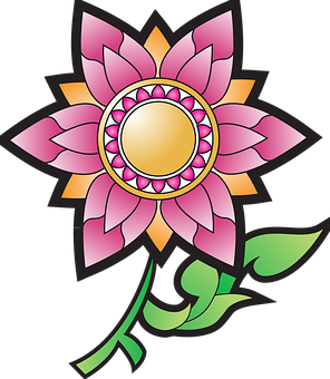 Stylized Lotus Flower Graphic PNG