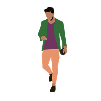 Stylized Man Walking Illustration PNG