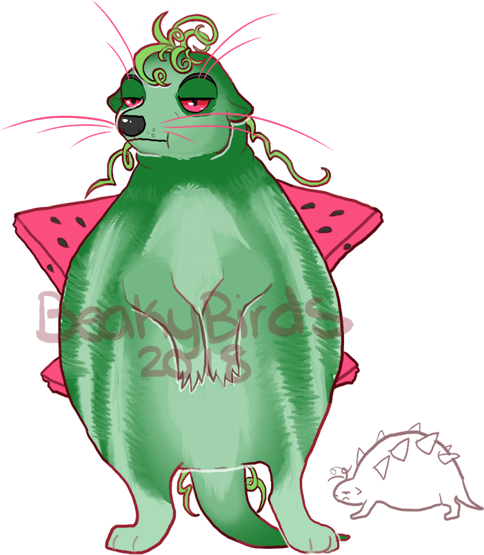 Stylized Meerkat Watermelon Cape Fantasy Art PNG