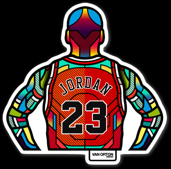 Stylized Michael Jordan23 Jersey Artwork PNG