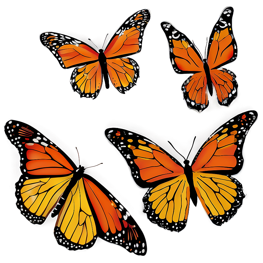 Stylized Monarch Butterflies Png Xop PNG