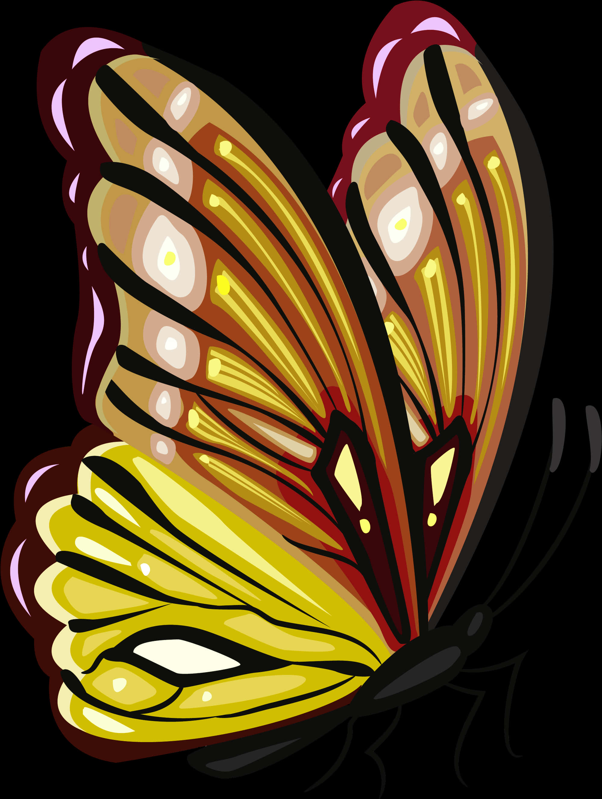 Stylized Monarch Butterfly Wing Art PNG