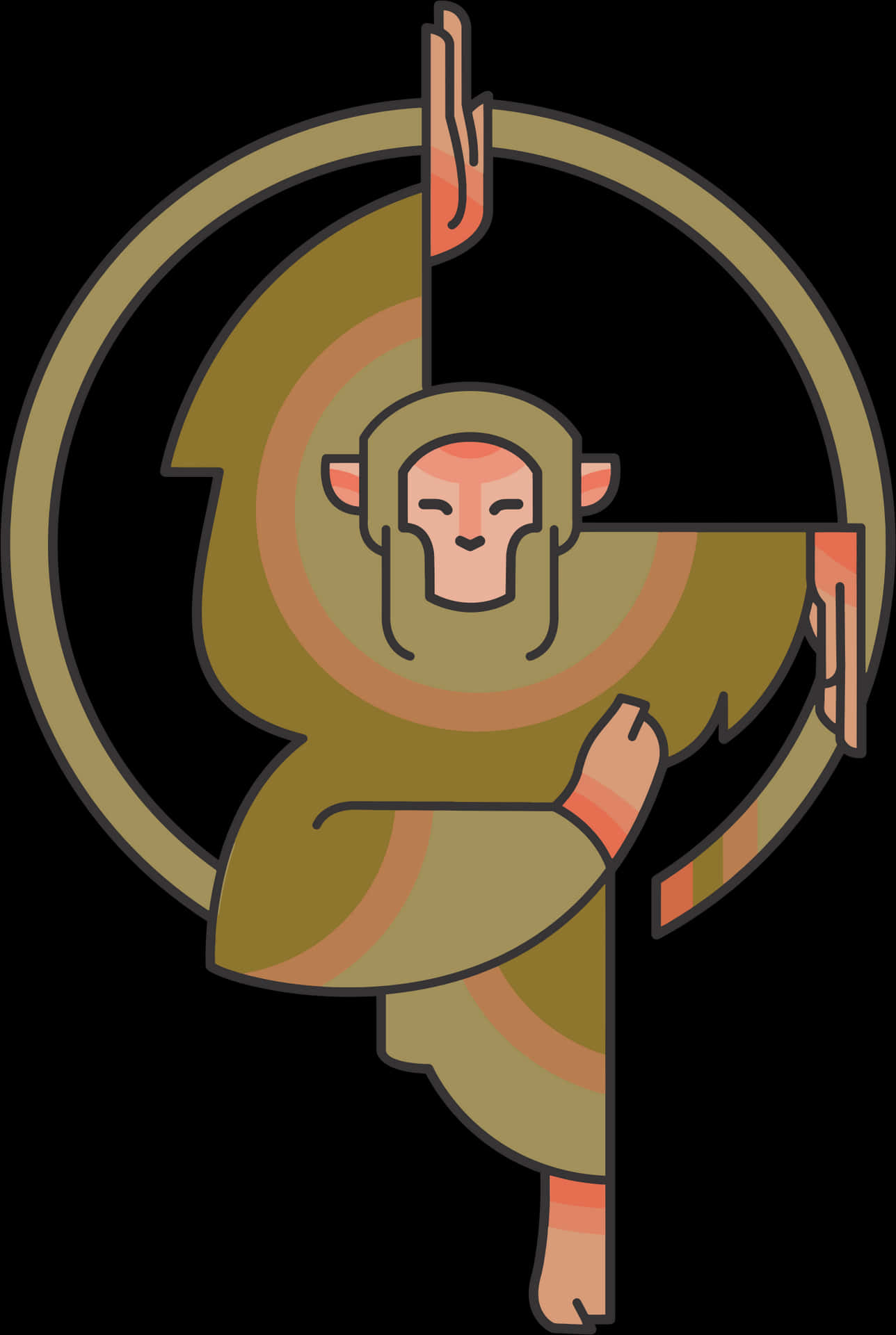 Stylized Monkey Hanging Vector PNG