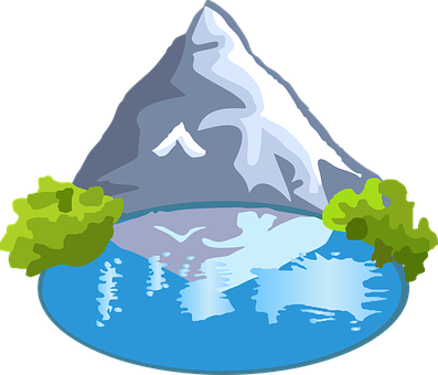 Stylized Mountain Lake Vector SVG