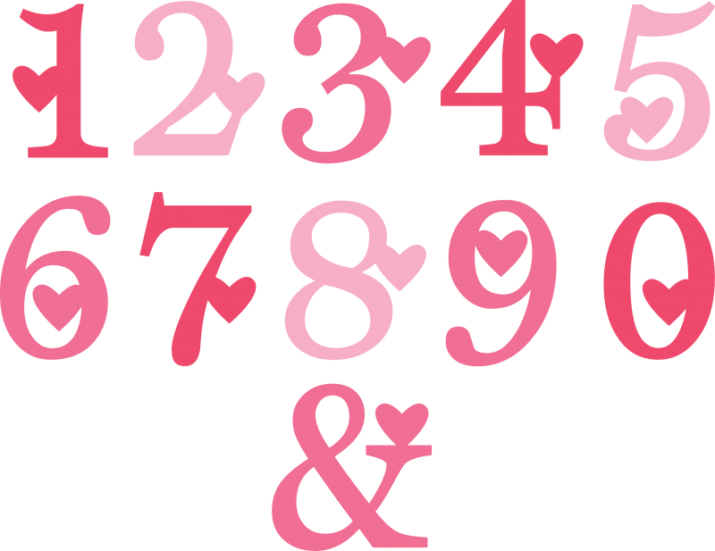 Stylized Numbersand Ampersand PNG