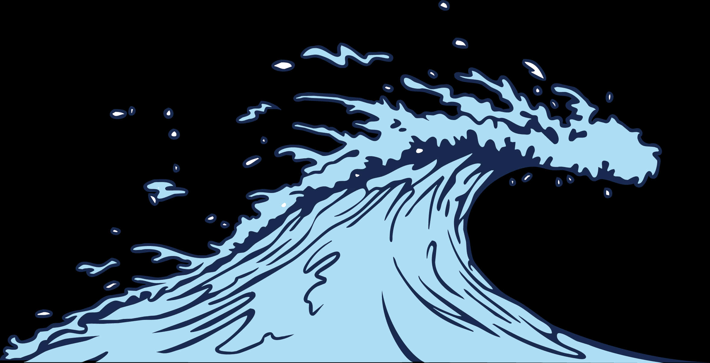 Stylized Ocean Wave Illustration PNG
