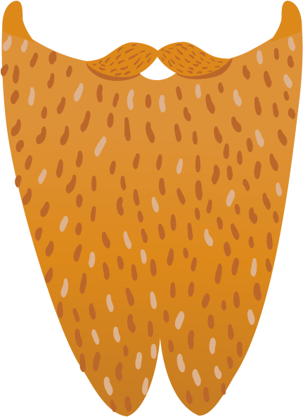 Stylized Orange Beardand Mustache Illustration PNG