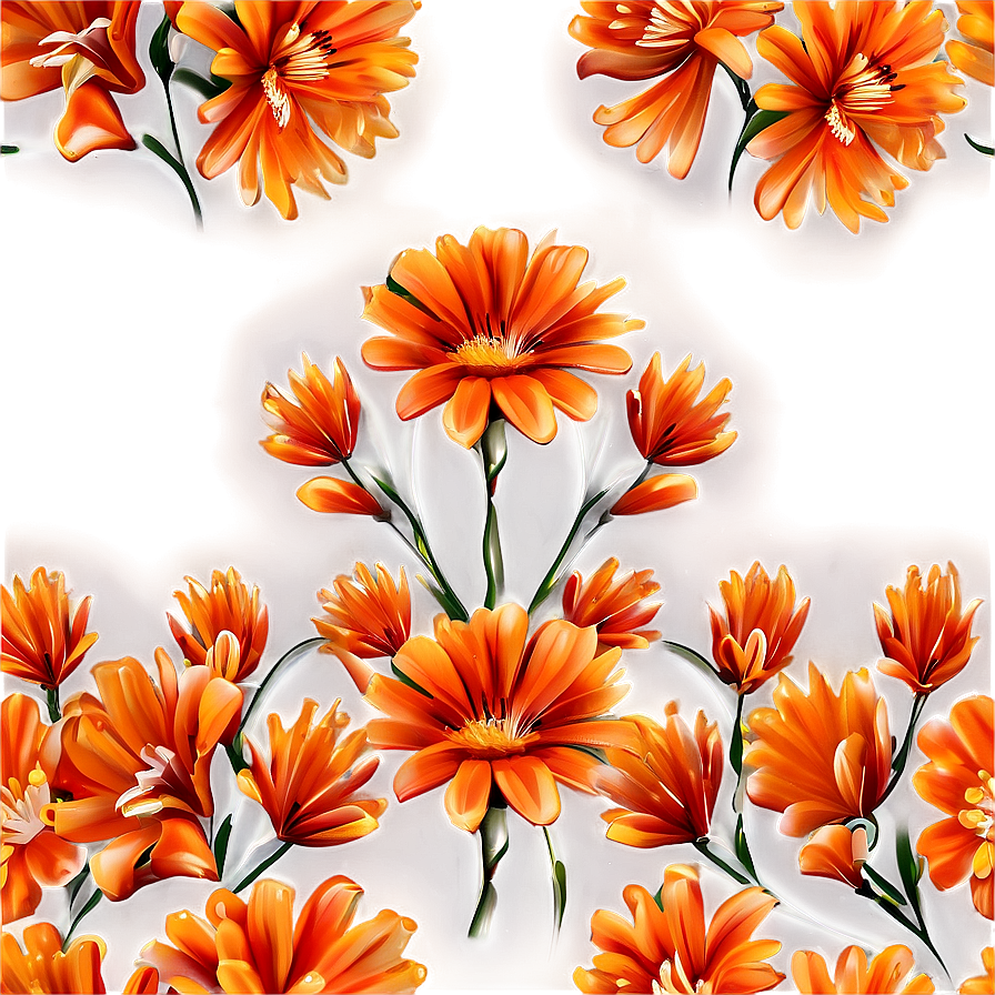 Stylized Orange Floral Png Dpl32 PNG