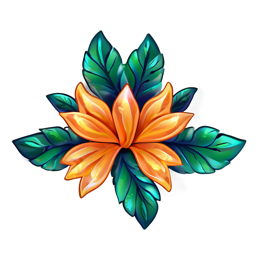 Stylized Orange Floral Png Eaw14 PNG