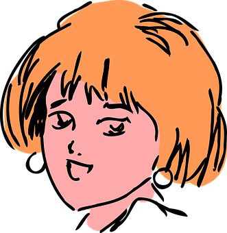 Stylized Orange Hair Female Illustration PNG