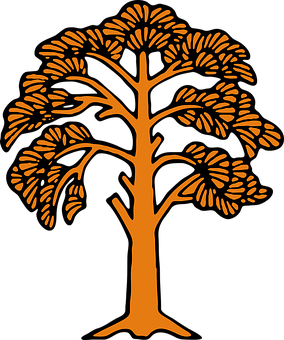 Stylized Orange Tree Graphic PNG