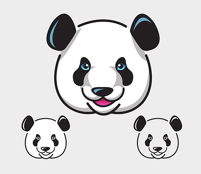 Stylized Panda Faces Illustration PNG
