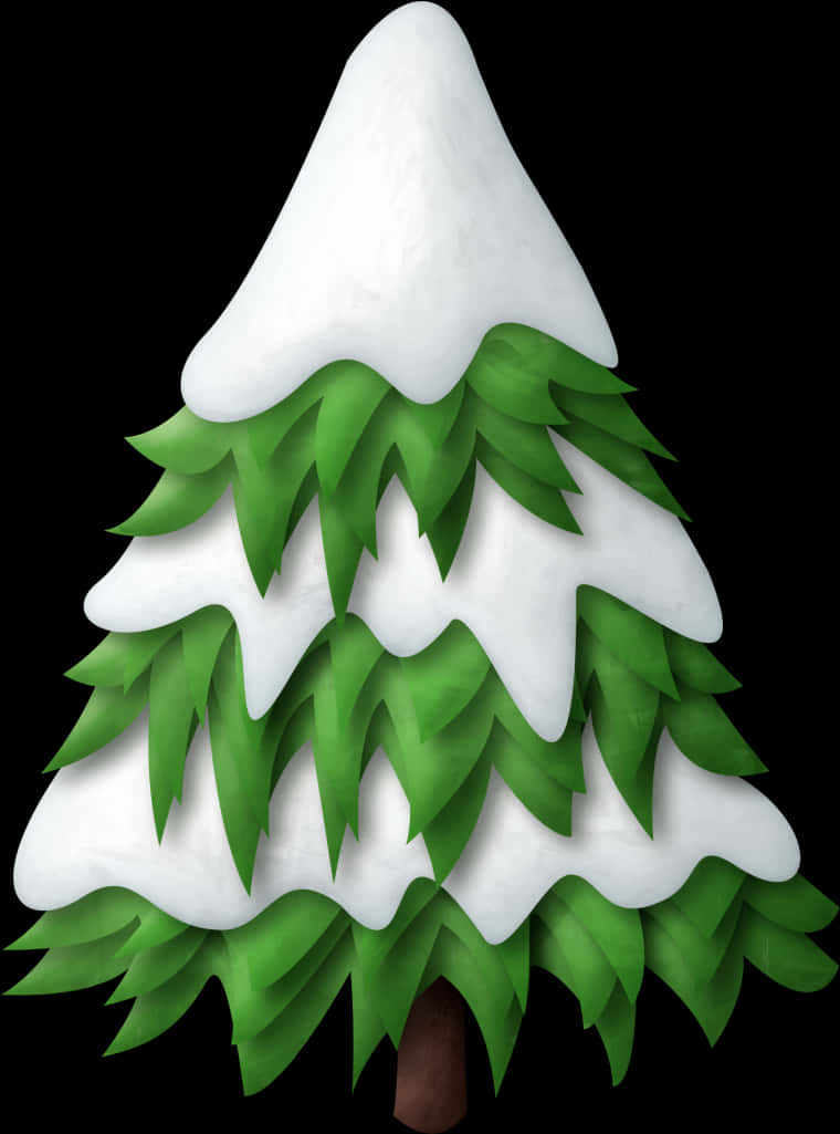 Stylized Paper Cutout Christmas Tree PNG