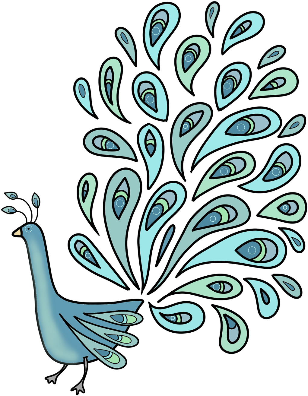 Stylized Peacock Illustration PNG
