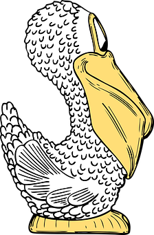 Stylized Pelican Illustration PNG
