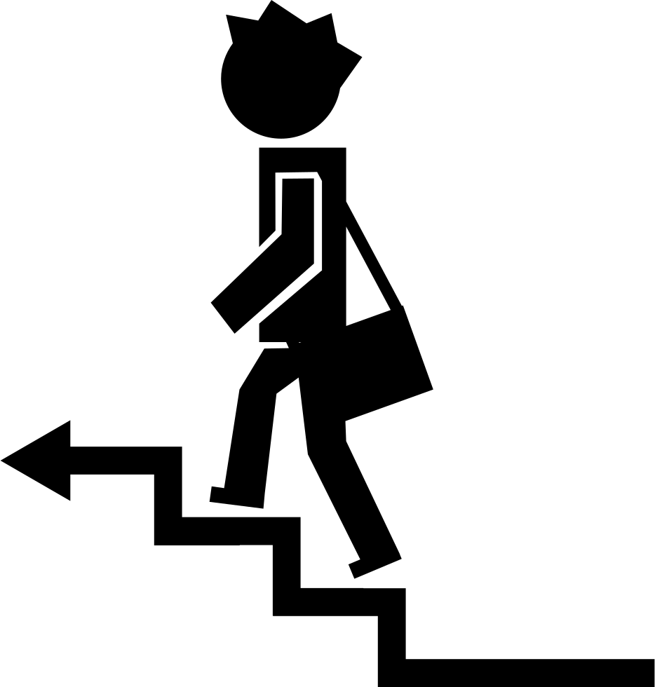 Stylized Person Climbing Stairs Icon PNG