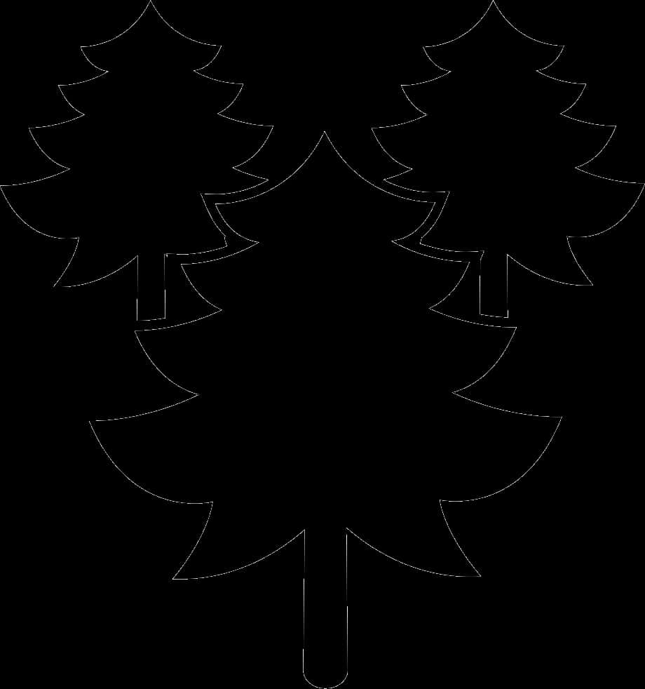 Stylized Pine Trees Outline PNG