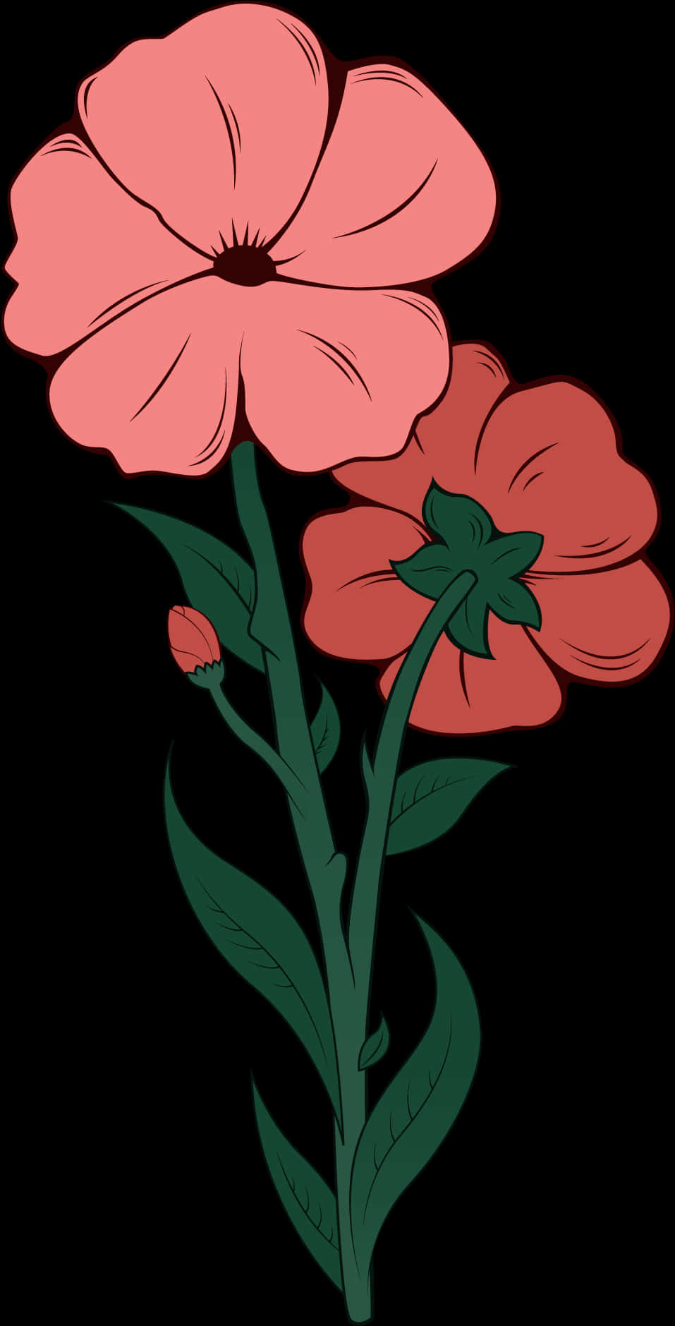 Stylized Pink Flowers Illustration PNG