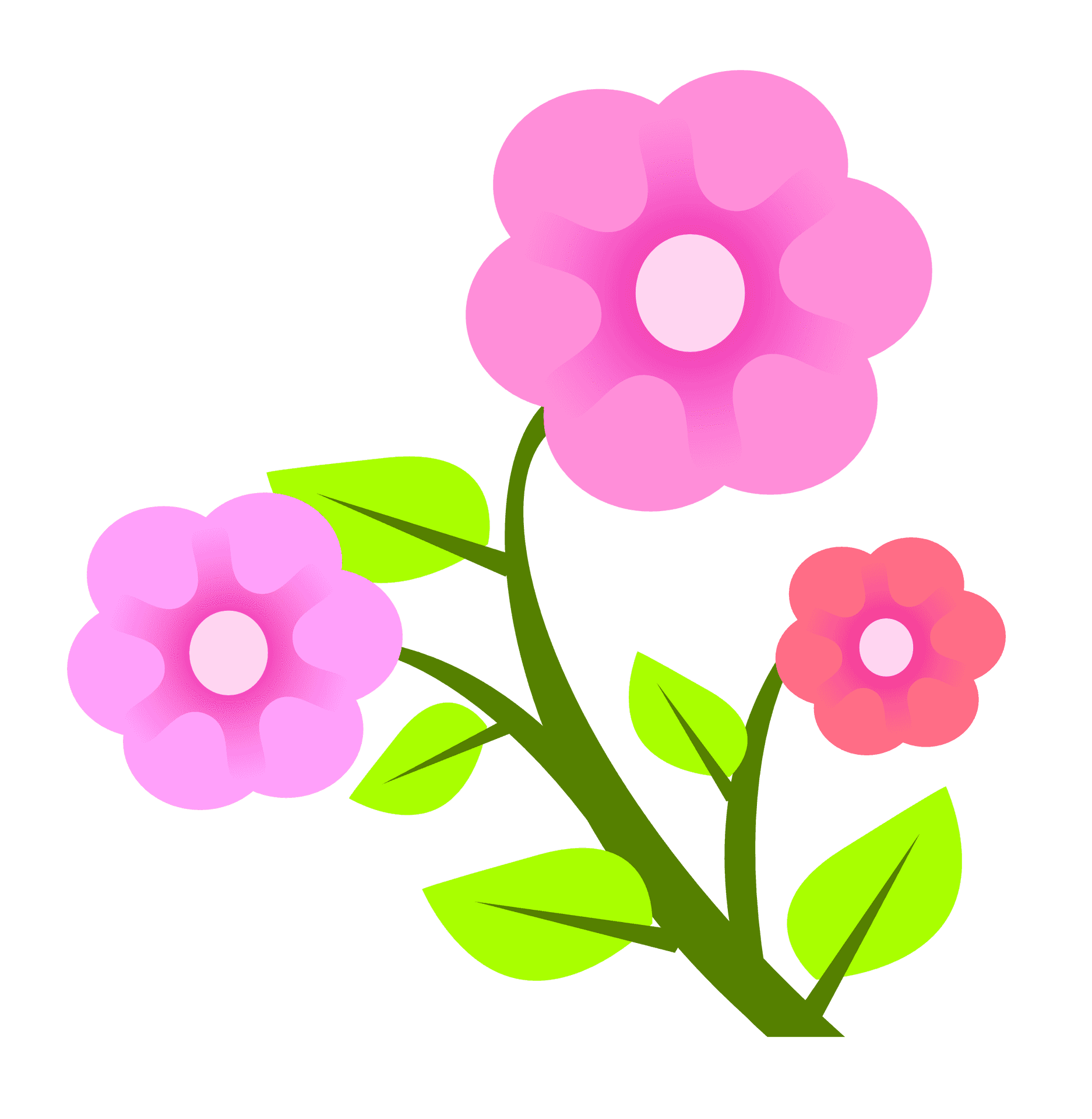 Stylized Pink Flowers Illustration PNG