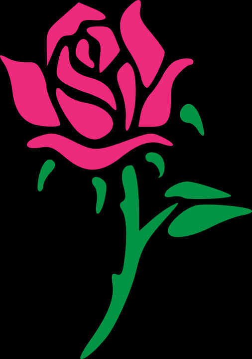 Stylized Pink Rose Graphic PNG