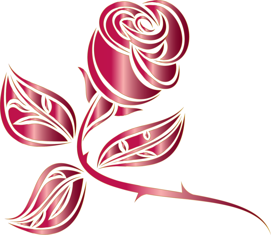 Stylized Pink Rose Graphic PNG