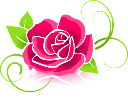 Stylized Pink Rose Vector Art PNG