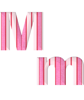 Stylized Pink Striped Letter M PNG