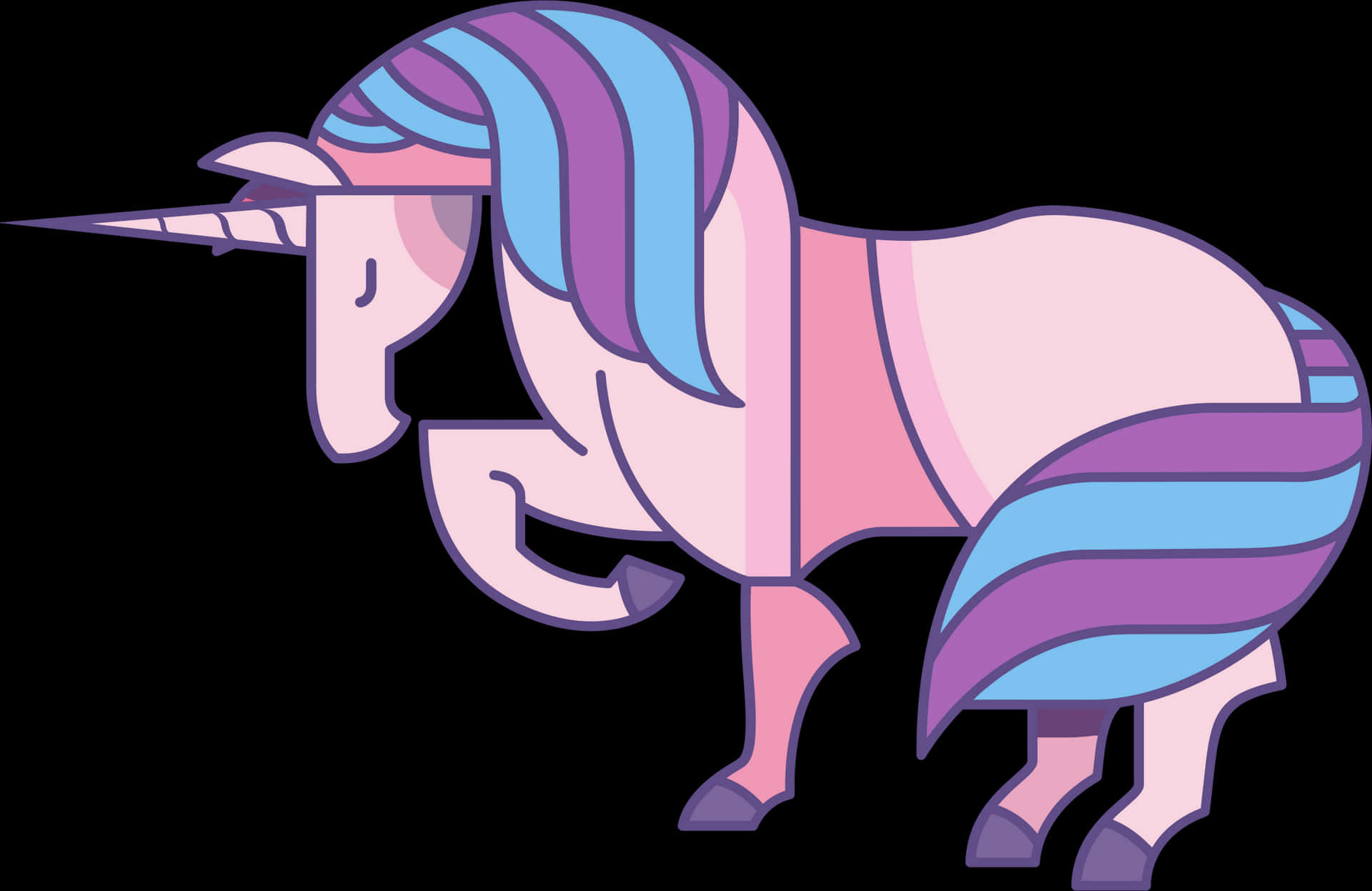 Stylized Pink Unicorn Vector PNG