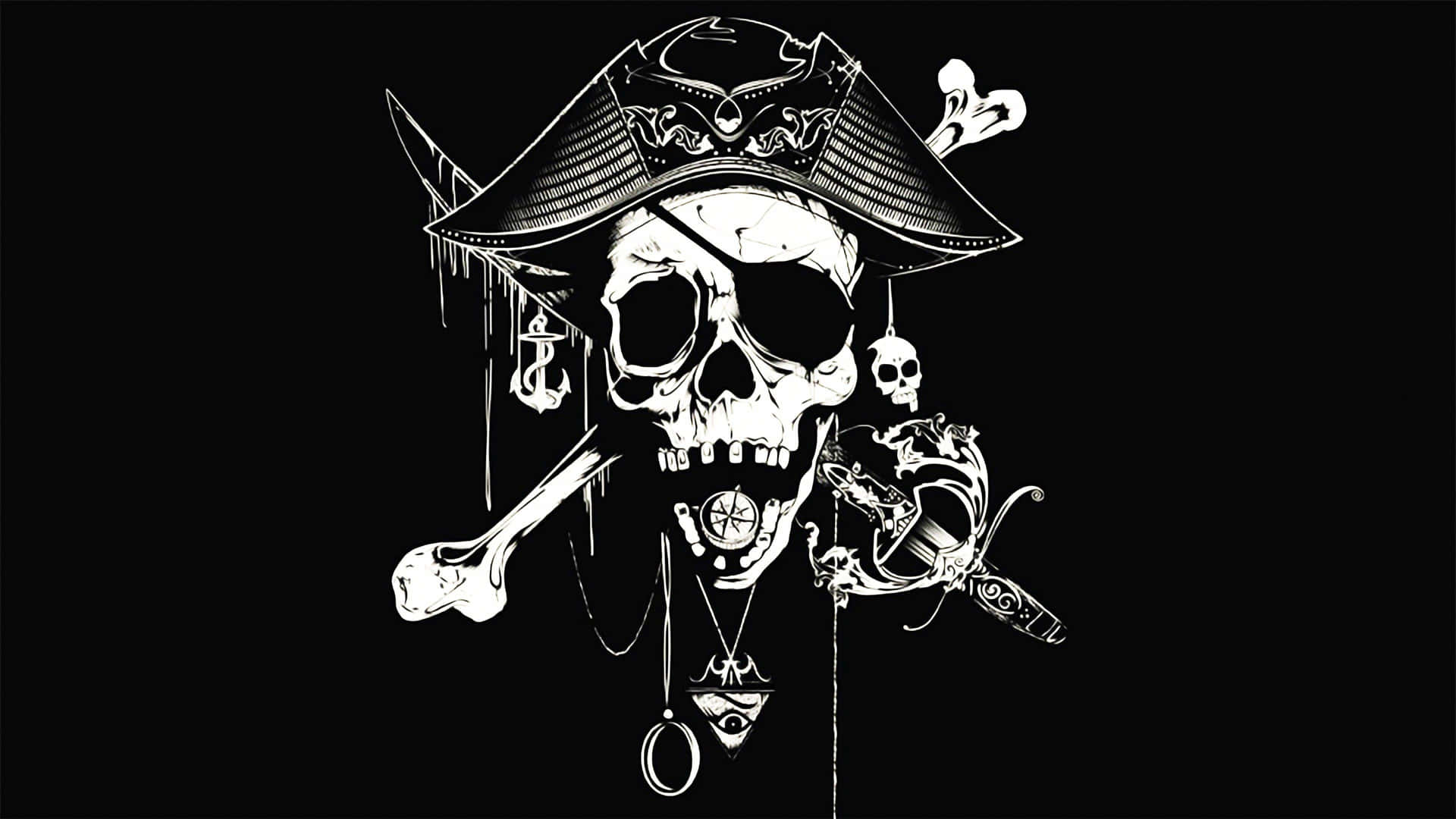 Stylized Pirate Skulland Crossbones Wallpaper