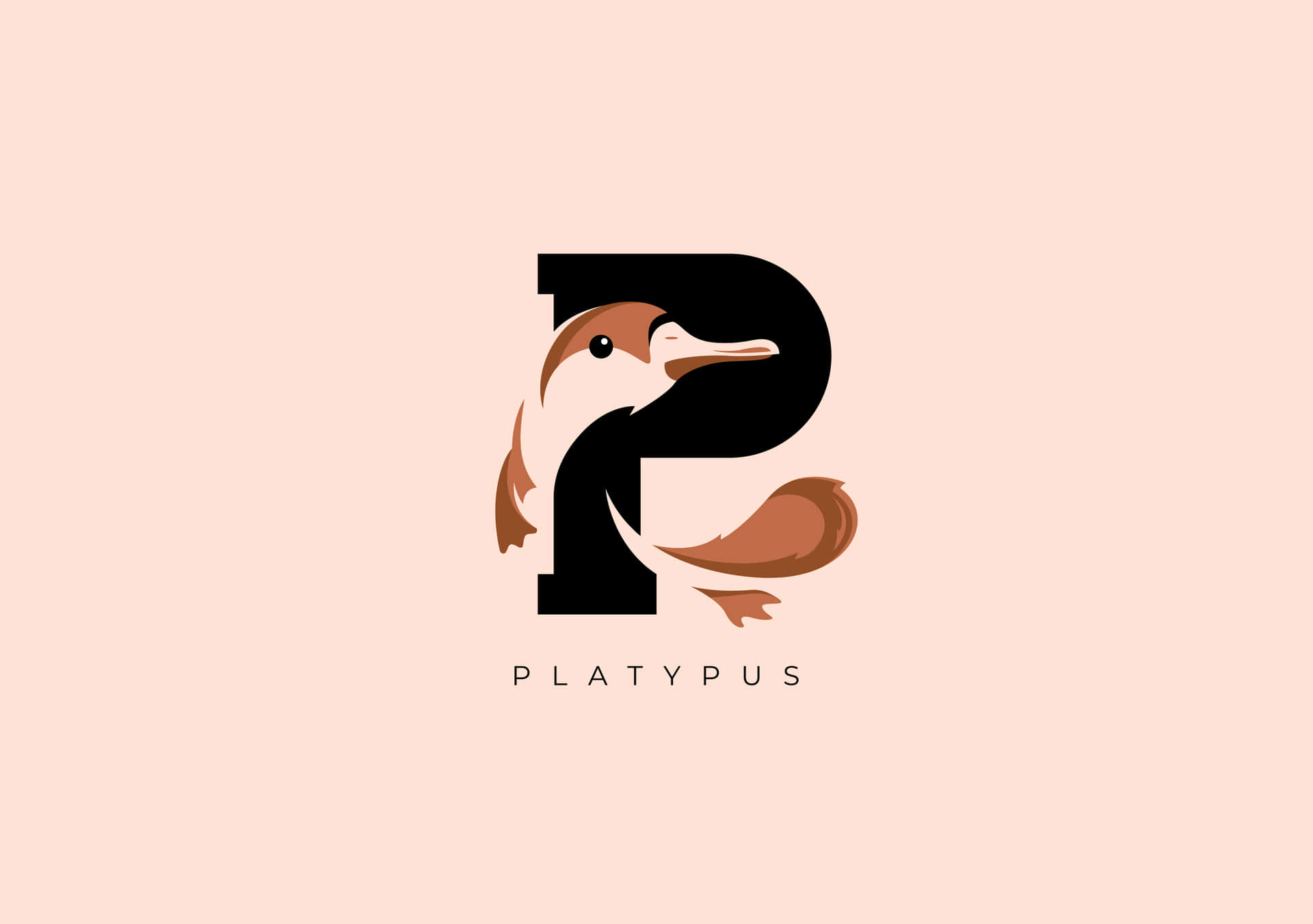 Stilisert Platypus Bokstav P Design Bakgrunnsbildet