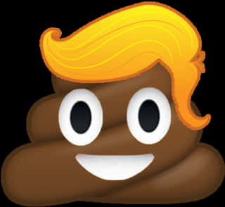 Stylized Poop Emojiwith Hairdo PNG