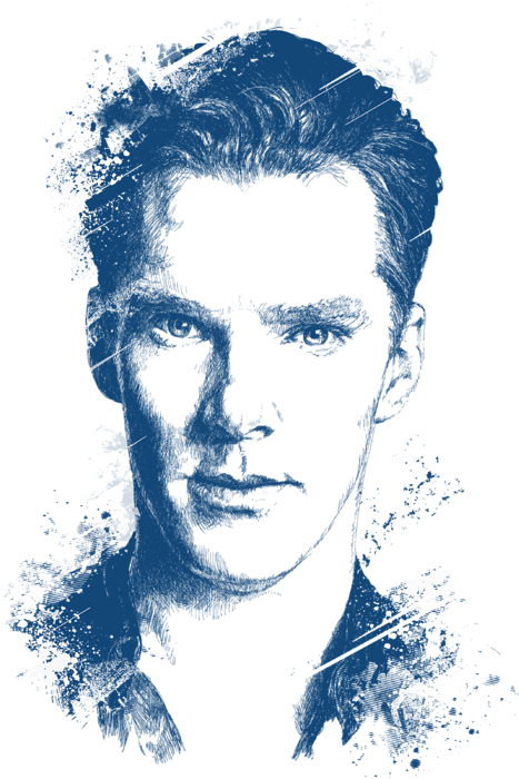 Stylized Portraitof Manin Blue PNG