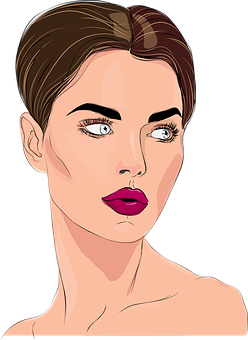 Stylized Portraitof Woman Vector PNG