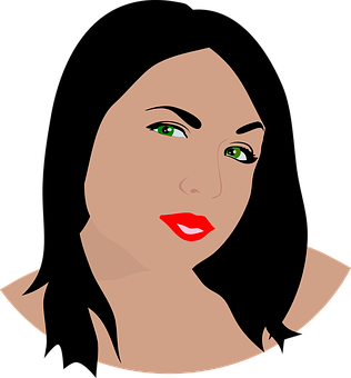 Stylized Portraitof Womanwith Green Eyes PNG