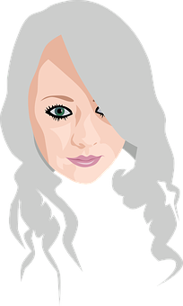 Stylized Portraitof Womanwith Silver Hair PNG