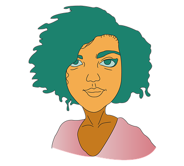 Stylized Portraitof Womanwith Teal Hair PNG